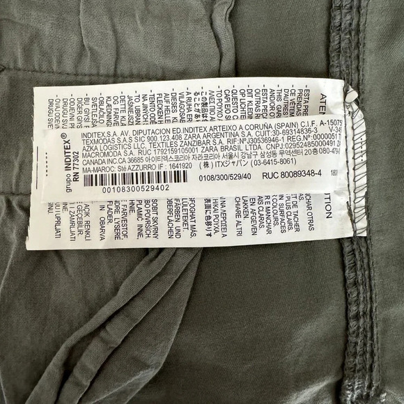 Zara Army Green High Waist Tapered Leg Stretch Cotton Cargo Pants Size 31 - Picture 11 of 12